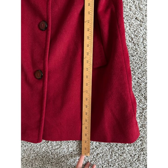 Ellen Tracy Women's Size 10 Red Wool Blend Coat W/ Angora Button - Picture 11 of 13